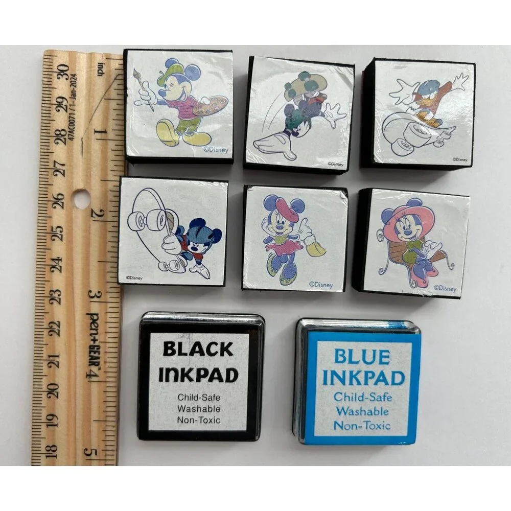 Disney Mickey Minnie Mouse Donald Duck Stamps & Mickey Craft Punch w/ Note Cards - Picture 3 of 7